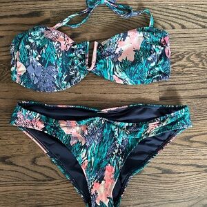 Old Navy Tropical Print Bikini Set - Blue and Pink